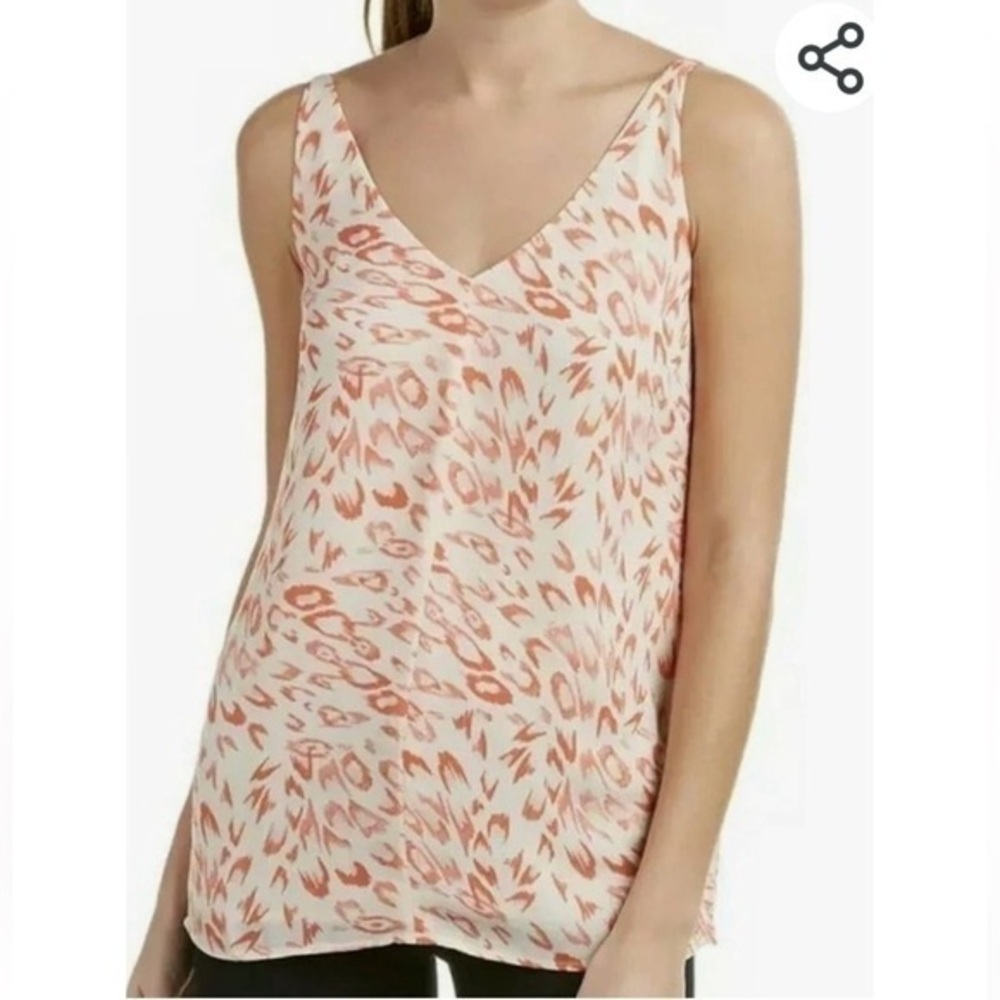 CAbi Coral Orange Animal Print Dressy Adjustable Spaghetti Strap Tank Top XS